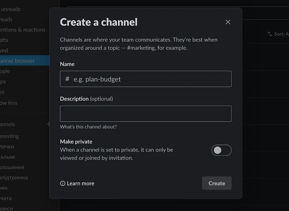 Slack Channels