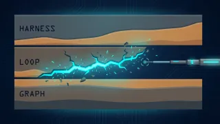 Three stacked horizontal bands with a fracture running through only the middle band and a probe pointing at it